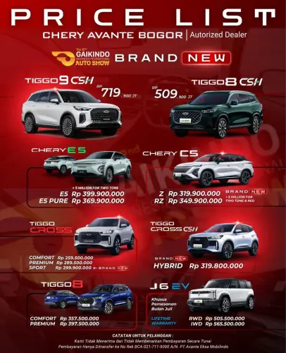 Pricelist Harga Chery telukpucung 2025